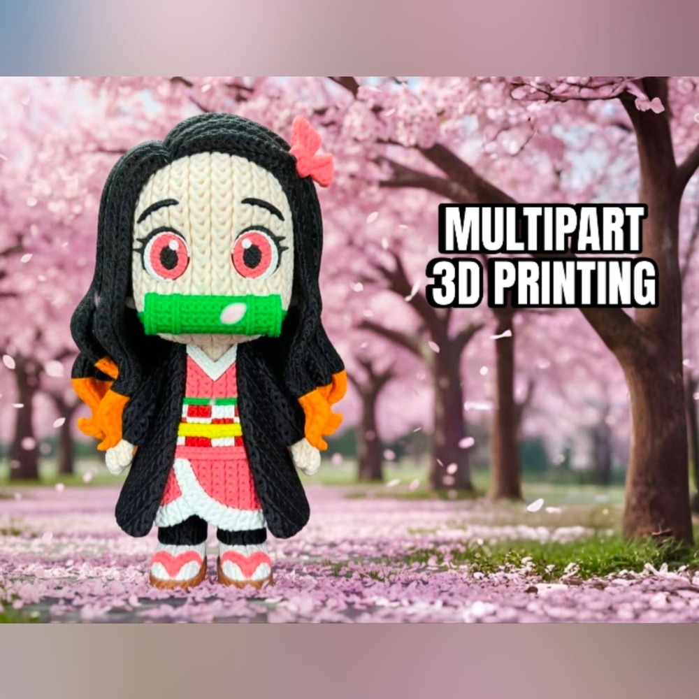 Multi-Part 3D Printed | Nezuko |  Crochet Style Keychain | 6"